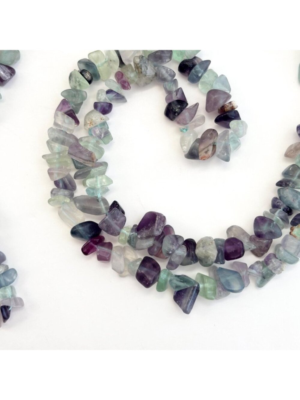 Multi Colored Purple & Green Flourite Chip Beaded Chip Vintage Necklace - 36" - Picture 13 of 13